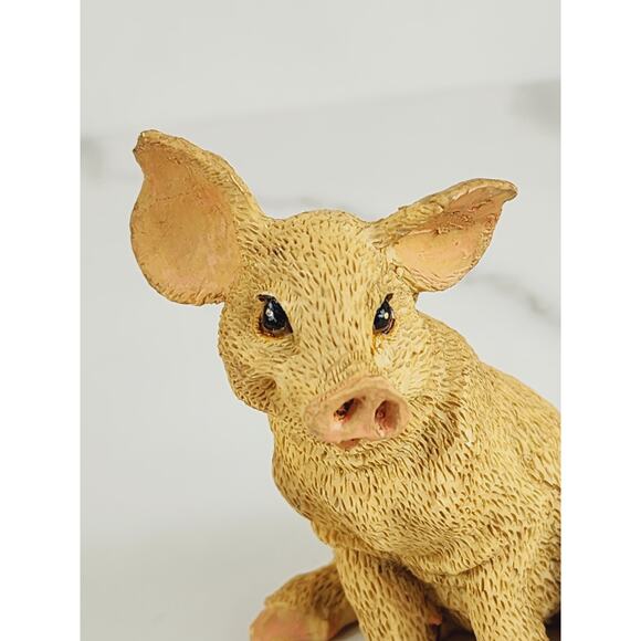 Mini Pig Piglet Piggy Sitting Cute Face Farm Animal Figurine 3 1/2" Year 90s Vtg - Picture 2 of 14